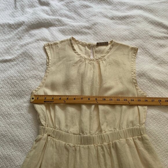 Everlane neutral beige 100% linen peek open back midi length lined dress - Picture 11 of 12